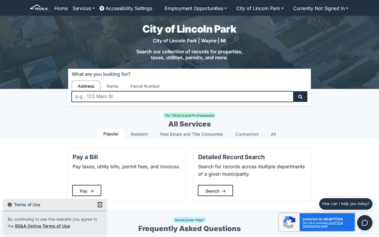 Lincoln Park residents directory property search at the Lincoln Park assessor gateway