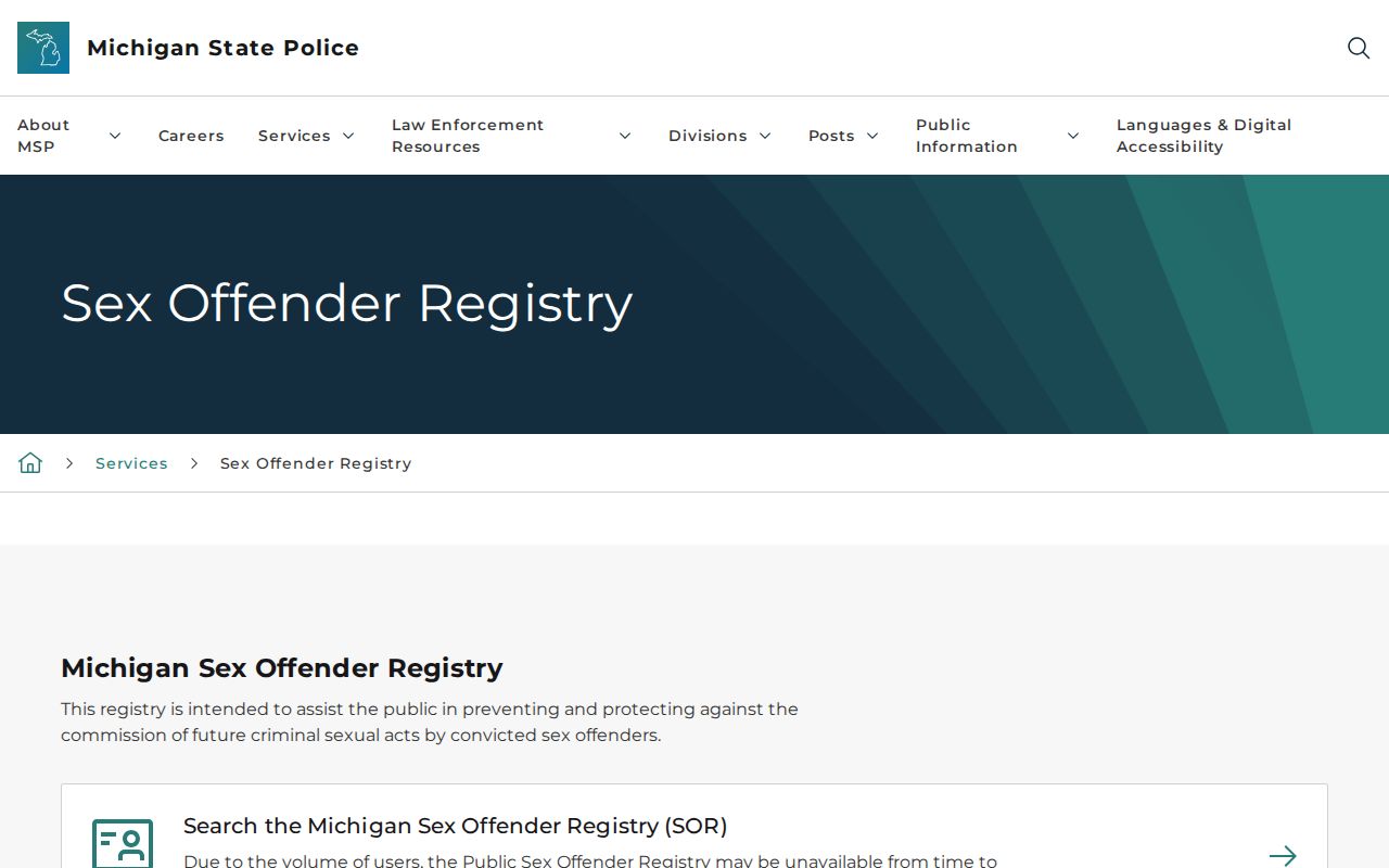 Lincoln Park residents directory public registry research through Michigan State Police
